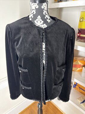 Vintage Choice by Butte Velvet Velour Button Up Jacket  Women’s Size 16 Black